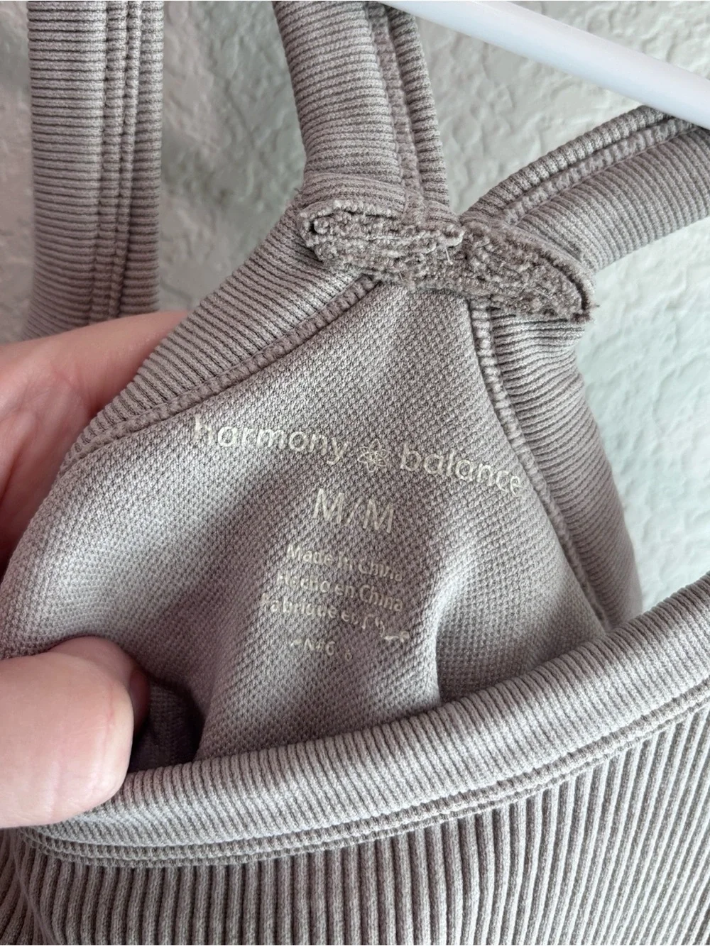 Harmony Balance Ribbed Crop Tank Top Active Neutral Beige Women’s Size Medium